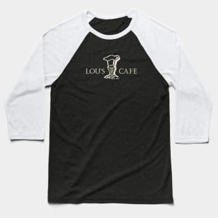 Lou's Cafe - Hill Valley's Finest - Dark Background Baseball T-Shirt